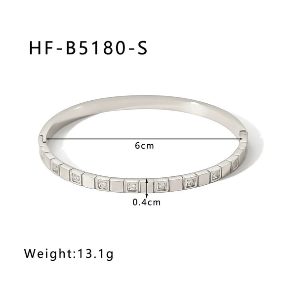 Ins Style Stainless Steel Platinumplated Heartshaped Inlaid Zircon Square Diamond Electroplated Bracelet