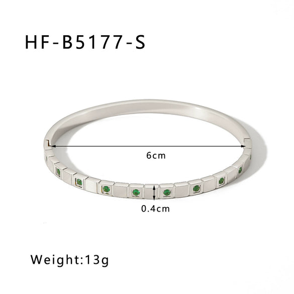 Ins Style Stainless Steel Platinumplated Heartshaped Inlaid Zircon Square Diamond Electroplated Bracelet