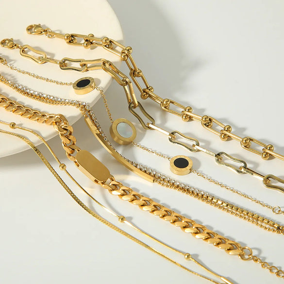 Ins Style U Shape Stainless Steel Irregular Plating Bracelets