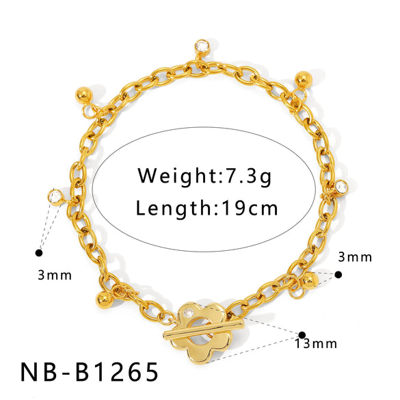 Ins Style Unique Design Simple Connection Gold Plated Stainless Steel Bracelet With Heart Shape And Geometric Shape For Women And Unisex