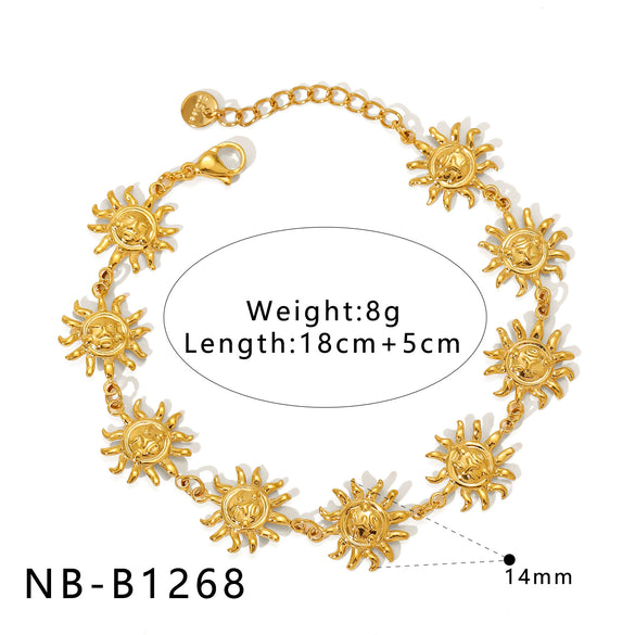 Ins Style Unique Design Simple Connection Gold Plated Stainless Steel Bracelet With Heart Shape And Geometric Shape For Women And Unisex