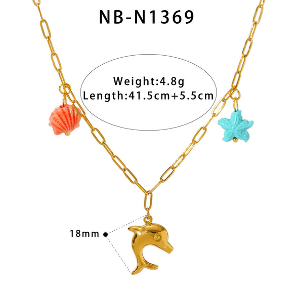 Ins Style Women's Stainless Steel And 18K Necklace With Heart Shape Geometric And Animal Zodiac Pendants Furnace Vacuum Plated 18K Spring Buckle Diy Jewelry Accessories