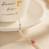 Ins Style Women's Stainless Steel And Titanium Steel Anklet With Colorful Natural Stone Pearl Beads And Geometric Shell Inlay