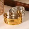 Ins Stylish Exaggerated Multilayered Glossy Titanium Steel Open Bracelet Electroplated 18K Gold Does Not Fade