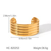 Ins Stylish Exaggerated Multilayered Glossy Titanium Steel Open Bracelet Electroplated 18K Gold Does Not Fade