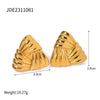 Ins Trendy Geometric Stainless Steel Woven Texture Colorblock Triangle Earrings Cold Style Electroplated