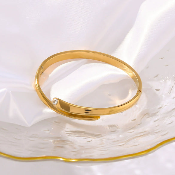 Ins Trendy Minimalist Diamond Design Sense Titanium Steel Irregular Bracelet With 18K Gold Vacuum Plating