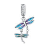 Insect Dragonfly Butterfly Firefly Charm Beads Jewelry Bracelet Silver Plated Original Design Dripping Oil Women's