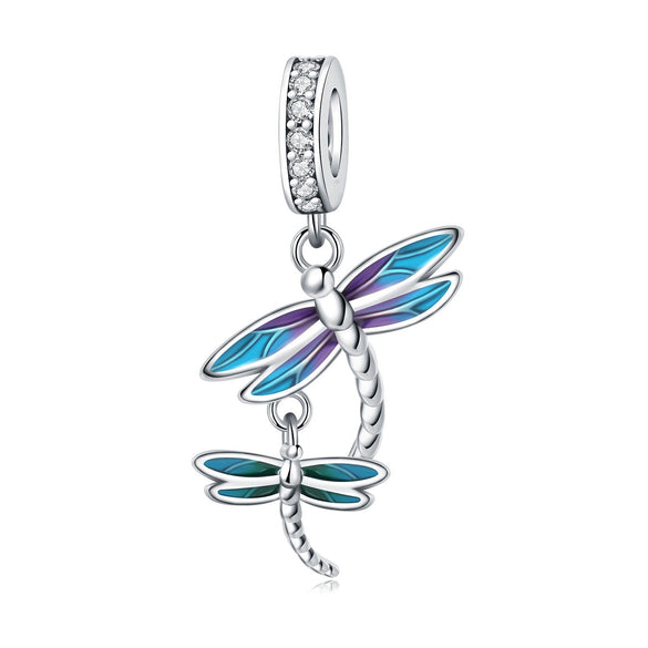 Insect Dragonfly Butterfly Firefly Charm Beads Jewelry Bracelet Silver Plated Original Design Dripping Oil Women's