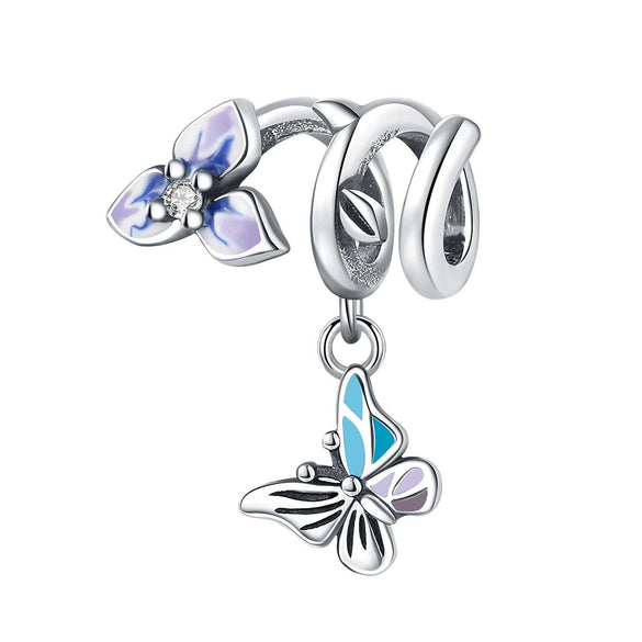 Insect Dragonfly Butterfly Firefly Charm Beads Jewelry Bracelet Silver Plated Original Design Dripping Oil Women's