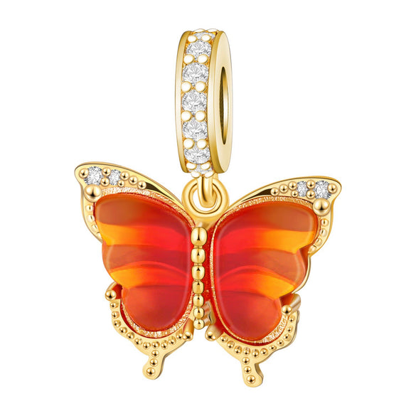 Insect Dragonfly Butterfly Firefly Charm Beads Jewelry Bracelet Silver Plated Original Design Dripping Oil Women's