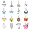 Insect Dragonfly Butterfly Firefly Charm Beads Jewelry Bracelet Silver Plated Original Design Dripping Oil Women's
