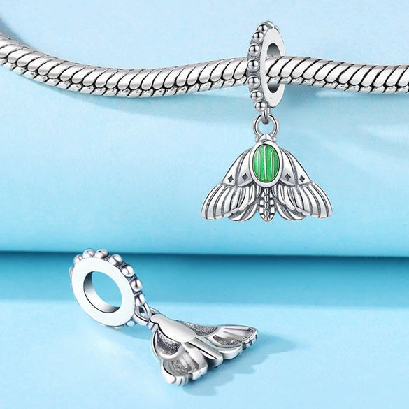 Insect Dragonfly Butterfly Firefly Charm Beads Jewelry Bracelet Silver Plated Original Design Dripping Oil Women's