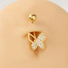 Insect Shape Stainless Steel Electroplated Butterfly Navel Ring Body Piercing Jewelry For Women