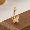 Insect Shape Stainless Steel Electroplated Butterfly Navel Ring Body Piercing Jewelry For Women