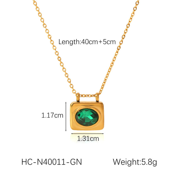 Insstyle Geometric Heartshaped Stainless Steel Diamondencrusted Pendant Necklace With Ot Buckle And Cuban Chain Electroplated