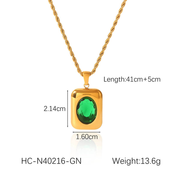Insstyle Geometric Heartshaped Stainless Steel Diamondencrusted Pendant Necklace With Ot Buckle And Cuban Chain Electroplated
