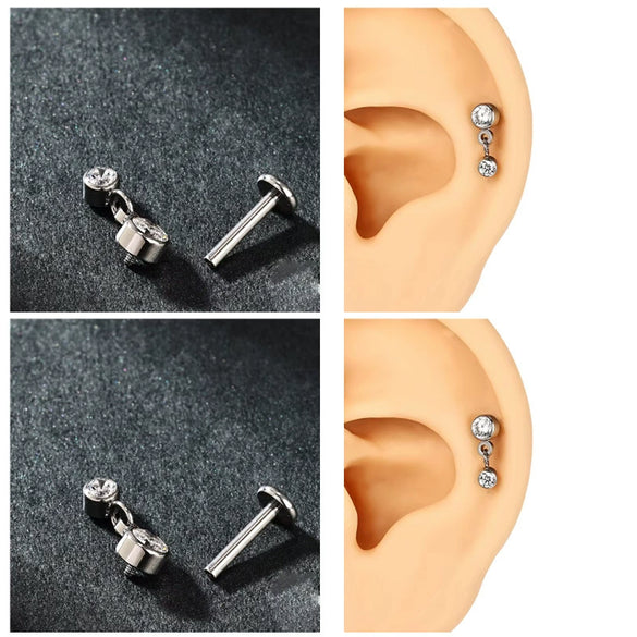 Internally Threaded Earrings Lip Ornaments Copper Stainless Steel Geometric Electroplating Unisex