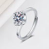 Interwoven Love Geometric Ring For Women In S Sterling Silver With Moissanite Six Claw Setting Electroplated Adjustable Open Ring