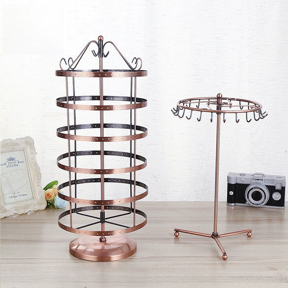 Iron Jewelry Rack Rotating Necklace Display Rack Stall Jewelry Display Rack Detachable Earrings Rack Jewelry Storage Rack