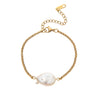 Irregular Baroque Imitation Pearl Bracelet With Geometric Design Electroplated For Women