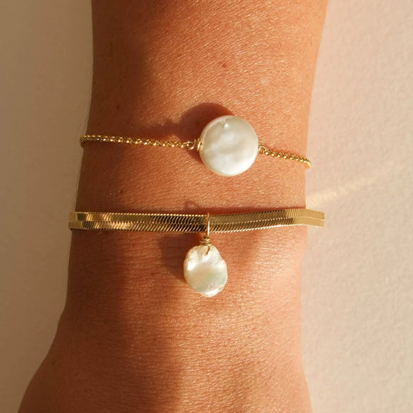 Irregular Baroque Imitation Pearl Bracelet With Geometric Design Electroplated For Women