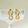 Irregular Color Block Geometric Stainless Steel Earrings With Gold Tone Electroplated Finish For Women