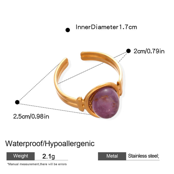 Irregular Geometric Oval Open Ring For Women Stainless Steel Jewelry With Electroplating Design