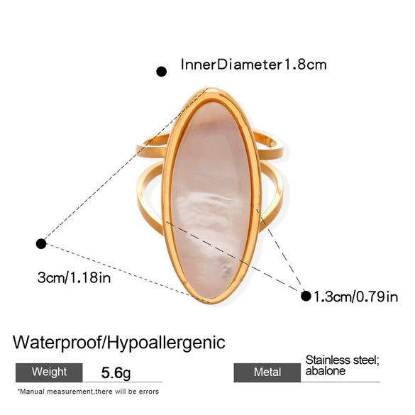 Irregular Geometric Oval Open Ring For Women Stainless Steel Jewelry With Electroplating Design