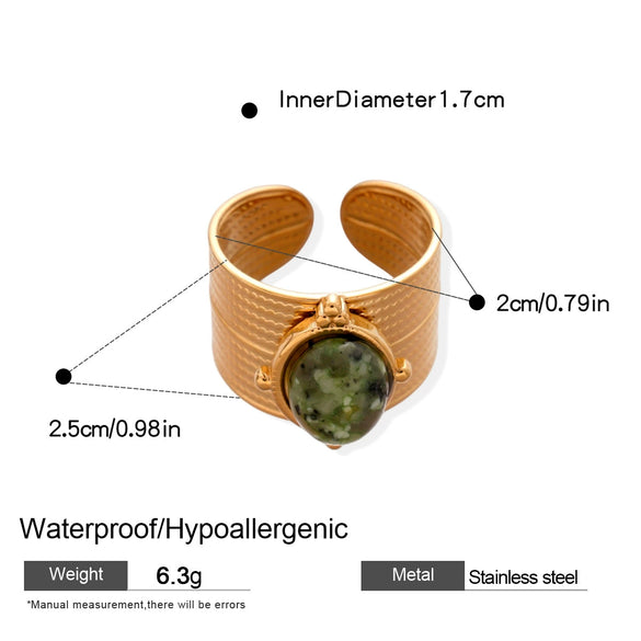 Irregular Geometric Oval Open Ring For Women Stainless Steel Jewelry With Electroplating Design