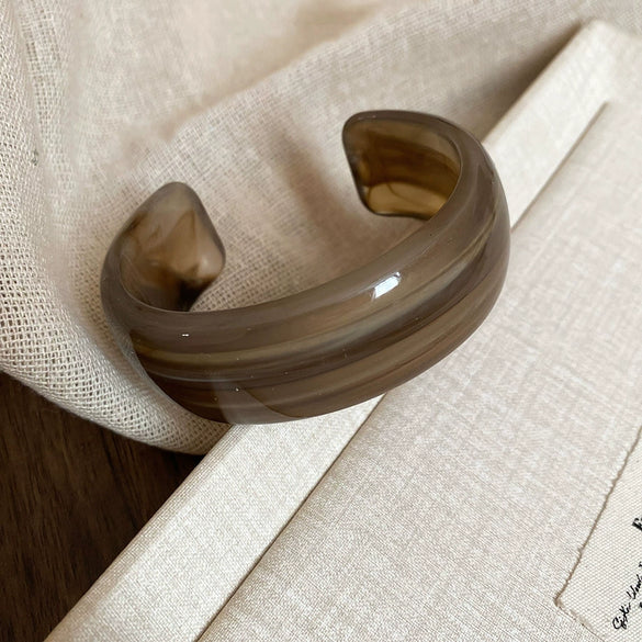 Irregular Geometric Round Opening Handmade Acrylic Bracelet Simple All Match High End Fashion