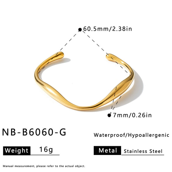 Irregular Geometric Stainless Steel Bracelet With 18K Vacuum Plated Finish Simple Elegant Non Fading Fashion Jewelry For Women