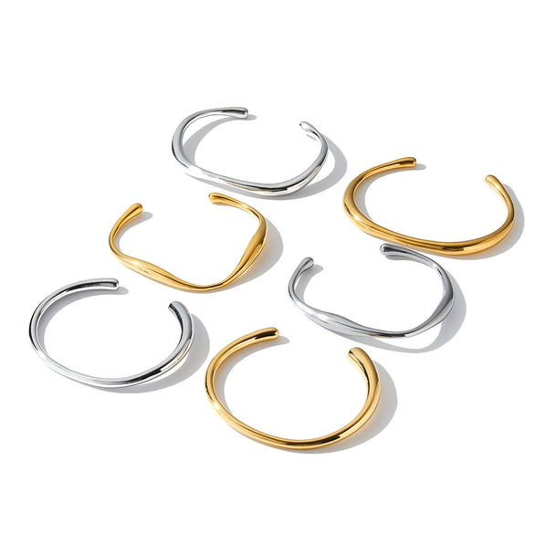 Irregular Geometric Stainless Steel Bracelet With 18K Vacuum Plated Finish Simple Elegant Non Fading Fashion Jewelry For Women