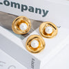 Irregular Goose Egg Pearl Stainless Steel Jewelry Set With Pvd Furnace Vacuum Real Gold Plating For Women