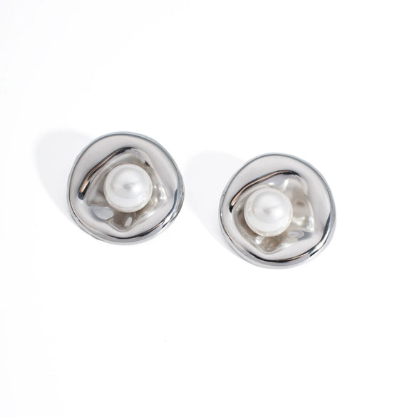 Irregular Goose Egg Pearl Stainless Steel Jewelry Set With Pvd Furnace Vacuum Real Gold Plating For Women