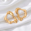 Irregular Liquid Metal Spiral Pleated Stud Earrings Electroplated Alloy Geometric Minimalist Jewelry With Stainless Steel Posts For Women