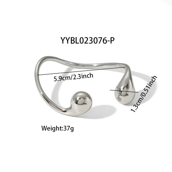 Irregular Water Drop Titanium Steel And Stainless Steel Bracelet With Vacuum Real Gold Pvd Electroplating