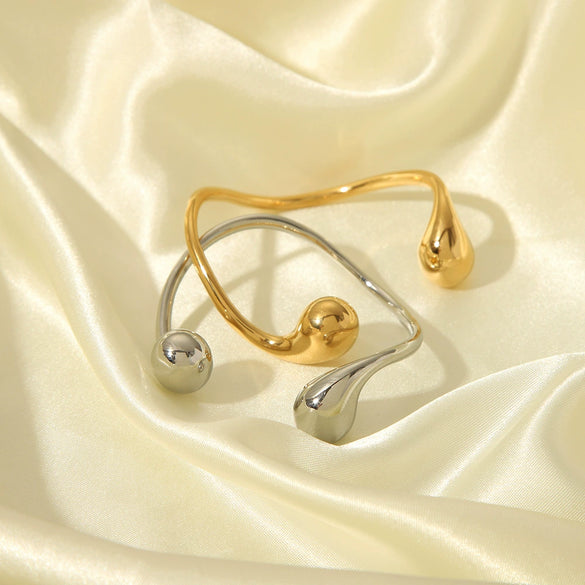 Irregular Water Drop Titanium Steel And Stainless Steel Bracelet With Vacuum Real Gold Pvd Electroplating