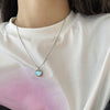 Japanese And Korean Style Imitation Moonstone Love Pendant Necklace With Alloy Heart Pendant And Electroplated Chain For Women