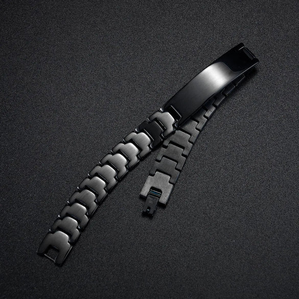 Personalized Men'S Stainless Steel Bracelet Black Glossy Popular Ornament