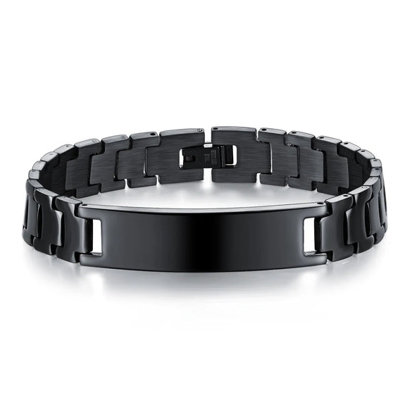 Personalized Men'S Stainless Steel Bracelet Black Glossy Popular Ornament