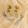 Jellyfish Shaped Tassel Chain Earrings For Women Stainless Steel 18K Gold Vacuum Plated In Furnace With Geometric Design