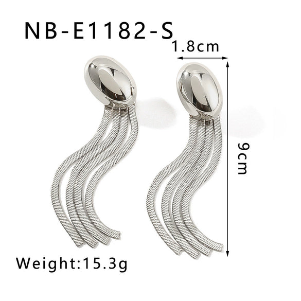 Jellyfish Shaped Tassel Chain Earrings For Women Stainless Steel 18K Gold Vacuum Plated In Furnace With Geometric Design