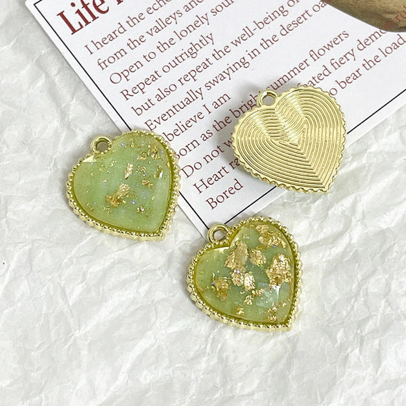 Jewelry Accessories Alloy Inlaid Gold Foil Love Round Water Drop Geometric Earring Necklace Pendant Bodhi Line Electroplated
