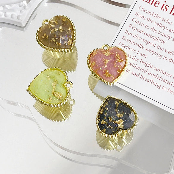 Jewelry Accessories Alloy Inlaid Gold Foil Love Round Water Drop Geometric Earring Necklace Pendant Bodhi Line Electroplated
