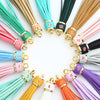 Jewelry Accessories Baotou Artificial Leather Bell Hat Tassel Hemming Long Dog Buckle Tassel Keychain Electroplated Solid Color