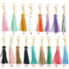 Jewelry Accessories Baotou Artificial Leather Bell Hat Tassel Hemming Long Dog Buckle Tassel Keychain Electroplated Solid Color
