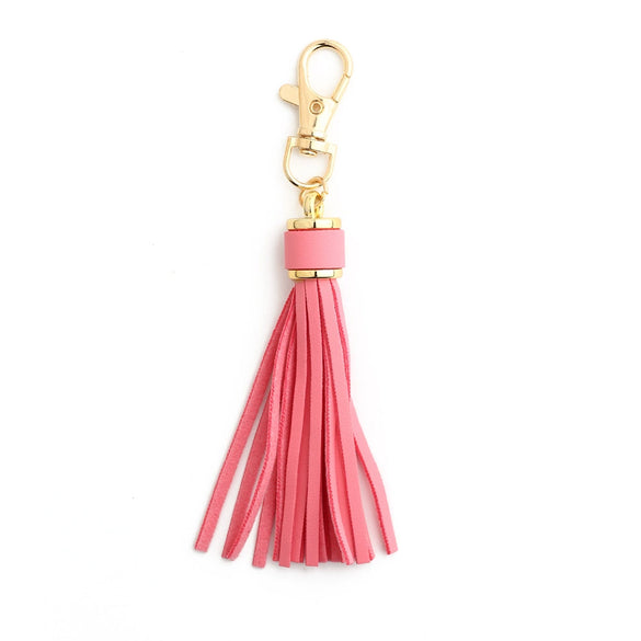 Jewelry Accessories Baotou Leather Bell Hat Tassel Edge Long Tassel Pu Artificial Leather Tassel Keychain Electroplating Solid Color