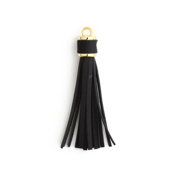 Jewelry Accessories Baotou Leather Bell Hat Tassel Edge Long Tassel Pu Artificial Leather Tassel Keychain Electroplating Solid Color