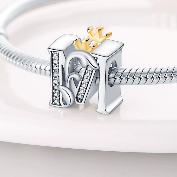 Jewelry Accessories Bracelet Copper Plated 925 Silver Original Design Dripping Oil Letter Pendant Beads